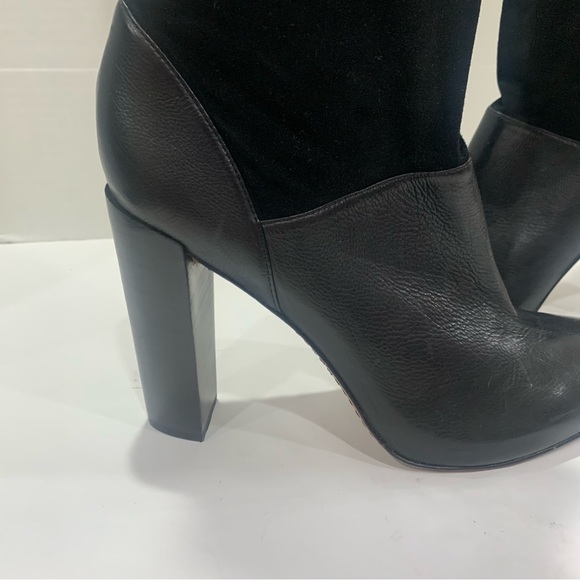 RACHEL ZOE size 11 mid calf height black leather and suede boot buckle detail - Picture 6 of 16